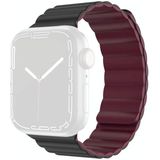 Mutal Moran Series Vloeibare Siliconen Magnetische Riem Horlogeband voor Apple Watch Series 7 41mm / 6 & SE & 5 & 4 40mm / 3 & 2 & 1 38mm (zwart + wijn rood)
