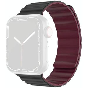 Mutal Moran Series Vloeibare Siliconen Magnetische Riem Horlogeband voor Apple Watch Series 7 41mm / 6 & SE & 5 & 4 40mm / 3 & 2 & 1 38mm (zwart + wijn rood)
