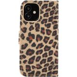 For iPhone 12 Leopard Print Pattern Horizontal Flip Leather Case with Card Slot and Holder(Brown)