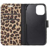 For iPhone 12 Leopard Print Pattern Horizontal Flip Leather Case with Card Slot and Holder(Brown)