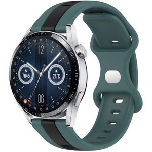 Voor Huawei Watch GT3 46 mm 20 mm vlindergesp tweekleurige siliconen horlogeband (groen + zwart)