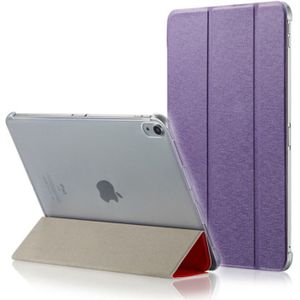 Silk Texture Horizontal Flip  Magnetic PU Leather Case for iPad Pro 12.9 inch (2018)  with Three-folding Holder & Sleep / Wake-up Function(Purple)