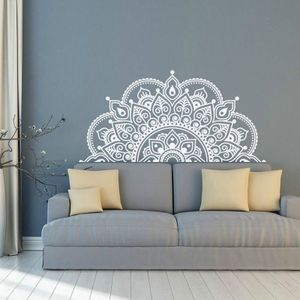 2PCS Mandala Flower PVC Removable Personality Wall Sticker Living Room Bedroom Sofa Background Wall(White )