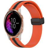 Voor Garmin Venu 20 mm opvouwbare magnetische sluiting siliconen horlogeband (oranje + zwart)