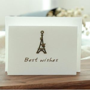 40 PCS Retro Blessing Birthday High-End Thank You Message Card Lover Thanksgiving Christmas Day Greeting Card(6-Iron Tower)