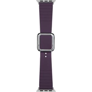 Zilveren vierkante gesp siliconen horlogeband voor Apple Watch Series 7 41 mm / 6 & SE & 5 & 4 40 mm / 3 & 2 & 1 38 mm (Crimson Cherry)