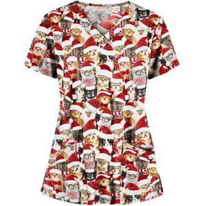 Kerstprint T-shirt met korte mouwen T-shirt Verpleegster Uniform (kleur: 4 Grootte: S)