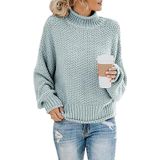 Fashion Thick Thread Turtleneck Knit Sweater (Color:Blue Size:M)