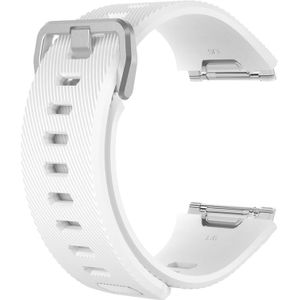 For Fitbit Ionic Twill Texture Silicone Replacement Wrist Strap Watchband with Buckle  Size:S(White)