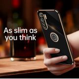 For OPPO A91 XINLI Straight 6D Plating Gold Edge TPU Shockproof Case with Ring Holder(Black)