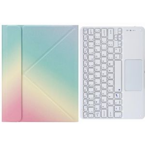 H-097C touch Bluetooth toetsenbord lederen tas met drie-voudige houder voor iPad 9.7 2018 & 2017 (Rainbow)