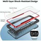 For Samsung Galaxy S21+ 5G iPAKY Thunder Series Aluminum Frame + TPU Bumper + Clear PC Shockproof Case(Black + Red)