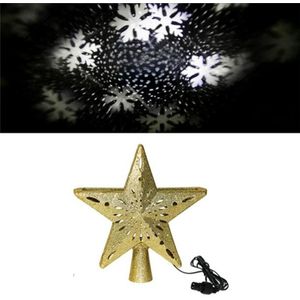 LED Christmas Tree Top Star Projection Lamp Blizzard Rotatable Projection Light  Plug Type:EU Plug(Gold)