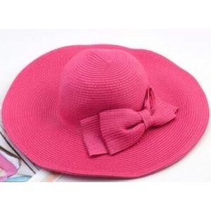 Girls Large Wide Brim Vintage Floppy Summer Beach Sports Cap Straw Hat Summer Travel Hat(rose red)