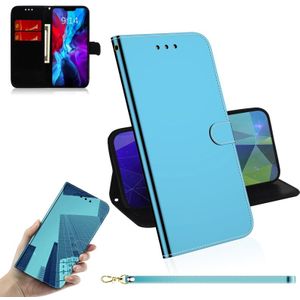 For iPhone 12 Imitated Mirror Surface Horizontal Flip Leather Case with Holder & Card Slots & Wallet & Lanyard(Blue)