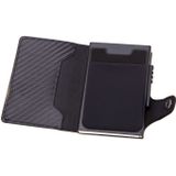 X-51 Automatically Pop-up Card Type Anti-magnetic RFID Anti-theft PU Leather Wallet with Card Slots(Carbon Fiber Black)
