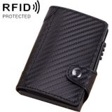 X-51 Automatically Pop-up Card Type Anti-magnetic RFID Anti-theft PU Leather Wallet with Card Slots(Carbon Fiber Black)