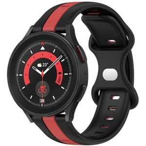 Voor Samsung Galaxy Watch5 Pro 45 mm 20 mm vlindergesp tweekleurige siliconen horlogeband (zwart + rood)