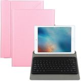 Universal Round Keys Detachable Bluetooth Keyboard + Leather Case without Touchpad for iPad 9-10 inch  Specification:Black Keyboard(Pink)