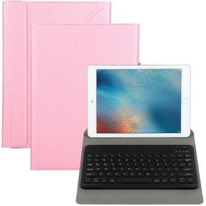 Universal Round Keys Detachable Bluetooth Keyboard + Leather Case without Touchpad for iPad 9-10 inch  Specification:Black Keyboard(Pink)