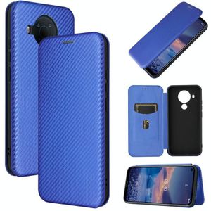 For Nokia 5.4 Carbon Fiber Texture Magnetic Horizontal Flip TPU + PC + PU Leather Case with Card Slot(Blue)