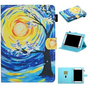 For 8 inch Universal Tablet PC Colored Drawing Pattern Horizontal Flip Leather Case with Holder & Card Slots(Starry Sky Tree)