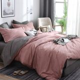 Bedding Set Solid Plaid Side Bed Comforter Duvet Cover Sheet Set  Size:210*210cm(2xPillowcase 1xQuilt?(Black)