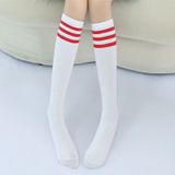 High Knee Socks Stripes Cotton Sports School Skate Long Socks for Kids(White+Black Strip)