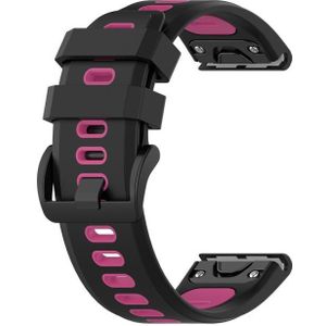 Voor Garmin Fenix 7S 20mm tweekleurige siliconen Jack Watch-band (Black Magenta)