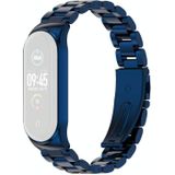 For Xiaomi Mi Band 6 / 5 / 4 / 3 Mijobs CS Metal Three Bead Stainless Steel Replacement Watchband(Blue)