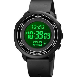 SKMEI 1736 Triplicate Round Dial Timing LED Digital Display Luminous Electronic Watch(Black)