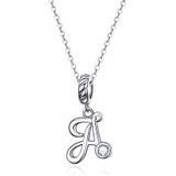 S925 Sterling Silver 26 English Letter Pendant DIY Bracelet Necklace Accessories  Style:A