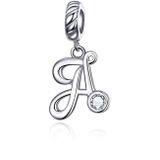 S925 Sterling Silver 26 English Letter Pendant DIY Bracelet Necklace Accessories  Style:A
