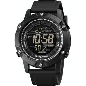 SKMEI 1762 Triplicate Round LED Dual Time Digital Display Waterproof Luminous Electronic Watch(Black)