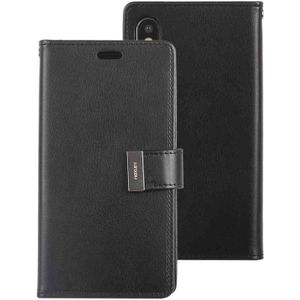 GOOSPERY RICH DIARY Crazy Horse Texture Horizontal Flip Leather Case for iPhone XS Max  with Card Slots & Wallet (Black)