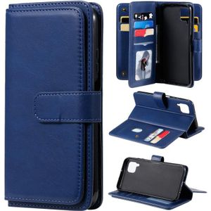For Huawei P40 Lite Multifunctional Magnetic Copper Buckle Horizontal Flip Solid Color Leather Case with 10 Card Slots & Wallet & Holder & Photo Frame(Dark Blue)
