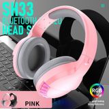 SH33 Bluetooth Wired Dual-mode RGB Headset Mobile Phone Heavy Bass Noise Reduction Gaming Headset( Pink)