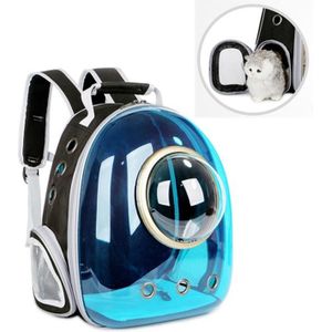 Space Capsule Pet Bag Panoramic Transparent Cat Go Out Portable Breathable Backpack with Cover(Blue)