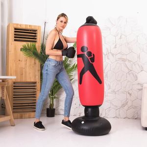 Thickened Fitness Adult Children Vertical Inflatable Non-Tumbler Boxing Column Inflatable Venting Angry Boxing Sandbag  Specification: Height 160cm(Red )