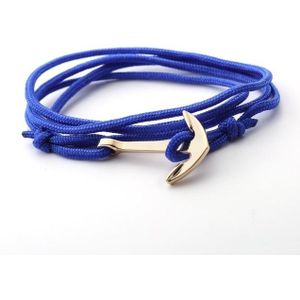 Alloy Anchor Charm Multilayer Leather Friendship Bracelets(Blue)