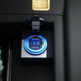 Aluminum Alloy Double QC3.0 Fast Charge With Button Switch Car USB Charger Waterproof Car Charger Specification: Golden Shell Green Light With Terminal