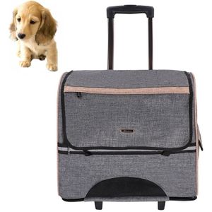 DODOPET Multi-function Outdoor Portable Two Wheels Cat Dog Pet Carrier Bag Knapsack Draw Bar Box (Grey)
