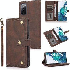 Voor Samsung Galaxy S20 FE PU + TPU Horizontale Flip Lederen Case met Houder & Card Slot & Wallet & Lanyard (Brown)