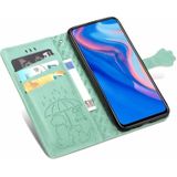 For Huawei P Smart Z / Y9 Prime2019 Cute Cat and Dog Embossed Horizontal Flip PU Leather Case with Holder / Card Slot / Wallet / Lanyard(Grass Green)