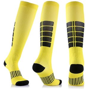 Unisex Sports Stockings Running Cycling Socks Compression Socks  Color:Yellow  Size:L / XL