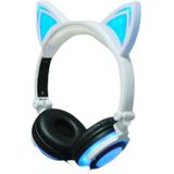 USB Charging Foldable Glowing Cat Ear Headphone Gaming Headset with LED Light & AUX Cable  For iPhone  Galaxy  Huawei  Xiaomi  LG  HTC and Other Smart Phones(Pink)
