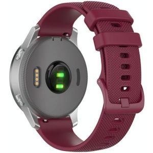 For Garmin Vivoactive 4S Small Plaid Silicone Strap(Red Wine)