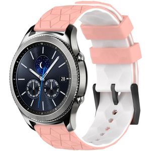 For Samsung Gear S3 Classic 22mm Football Pattern Two-Color Silicone Watch Band(Pink+White)