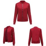 Herfst en winter dunne katoenen ritssluiting casual jas voor vrouwen (kleur: wijn rood maat: XL)