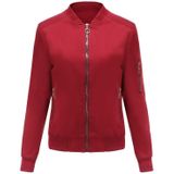 Herfst en winter dunne katoenen ritssluiting casual jas voor vrouwen (kleur: wijn rood maat: XL)